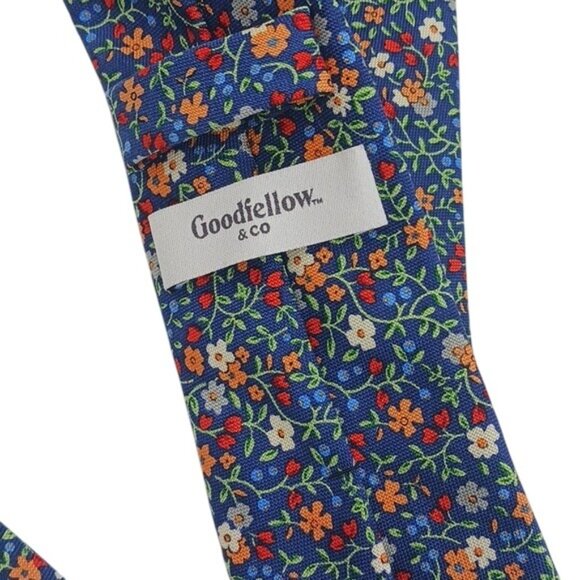 Goodfellow & Co Neck Tie Mens Blue Multi Floral Pointed Woven Colorful - Picture 5 of 5